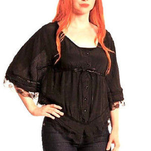 EMpiRE WAiST TOP RiBBoN LAcE Cape BAT Slve PRETTY